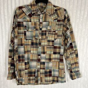 Siegfried Vintage Multicolor Plaid Patchwork Button Down Mens Shirt M